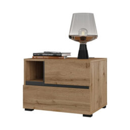 Arte Kross 55Cm Bedside Unit In Rustic Oak Wotan - Charming Nightstand With Flexible Configuration - thumbnail 2