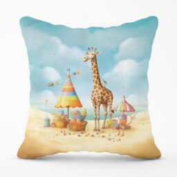 Warren Reed Designer Giraffe On A Beach Holiday Cushions 60Cm X 60Cm - thumbnail 1
