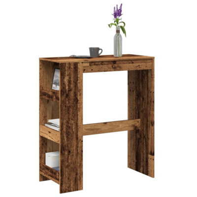 Berkfield Bar Table With Racks Old Wood 90X40X103.5 Cm Engineered Wood - image 1