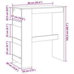 Berkfield Bar Table With Racks Old Wood 90X40X103.5 Cm Engineered Wood - thumbnail 9