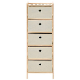 Berkfield Storage Racks With 5 Fabric Baskets 2 Pcs Beige Cedar Wood - thumbnail 3