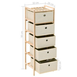 Berkfield Storage Racks With 5 Fabric Baskets 2 Pcs Beige Cedar Wood - thumbnail 7