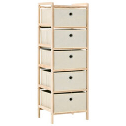 Berkfield Storage Racks With 5 Fabric Baskets 2 Pcs Beige Cedar Wood - thumbnail 2