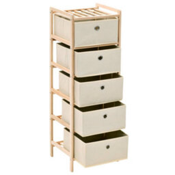 Berkfield Storage Racks With 5 Fabric Baskets 2 Pcs Beige Cedar Wood - thumbnail 4