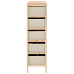 Berkfield Storage Racks With 5 Fabric Baskets 2 Pcs Beige Cedar Wood - thumbnail 5
