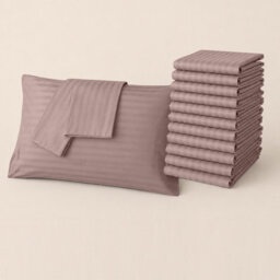 Moonlight Bedding Pillow Cover 6 Pair- Satin Stripe Pattern Microfiber Pillowcases Envelope Closure Bed Pillow Cover (Peach) - thumbnail 1