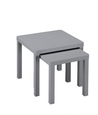 Urbn-Living Urbnliving Set Of 2 Square Wooden Nesting Stacking Coffee Side Tables Living Room Furniture, Grey - image 1