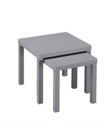 Urbn-Living Urbnliving Set Of 2 Square Wooden Nesting Stacking Coffee Side Tables Living Room Furniture, Grey - thumbnail 1