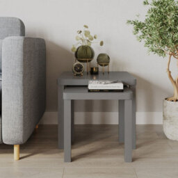 Urbn-Living Urbnliving Set Of 2 Square Wooden Nesting Stacking Coffee Side Tables Living Room Furniture, Grey - thumbnail 3
