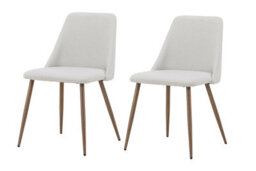 Set Of 2 Night Beige Dining Chairs With Mocca Legs -  D53Xw55Xh76Cm, Seat Height 45Cm - thumbnail 2