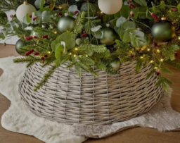Round Wicker Christmas Xmas Tree Skirt Grey - 57Cm X 28Cm - thumbnail 3