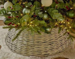 Round Wicker Christmas Xmas Tree Skirt Grey - 57Cm X 28Cm - thumbnail 2