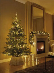 Round Wicker Christmas Xmas Tree Skirt Grey - 57Cm X 28Cm - thumbnail 4