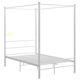 Vidaxl Canopy Bed Frame Without Mattress White Metal 120X200 Cm - thumbnail 2