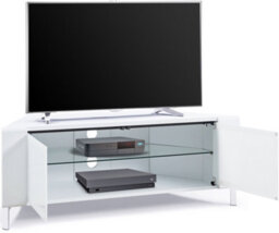 "Mda Designs Corvus Corner-Friendly White Cabinet With Beamthru Glass Doors For Flat Screen Tvs Up To 50""" - thumbnail 4
