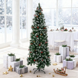 Living And Home Snow Christmas Tree With Foldable Metal Stand 110Cm Dia X 210Cm H - thumbnail 2