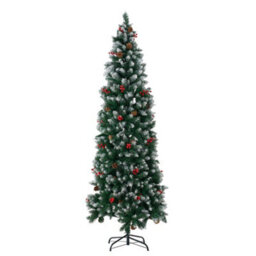 Living And Home Snow Christmas Tree With Foldable Metal Stand 110Cm Dia X 210Cm H - thumbnail 4
