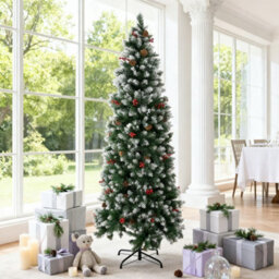 Living And Home Snow Christmas Tree With Foldable Metal Stand 110Cm Dia X 210Cm H - thumbnail 3