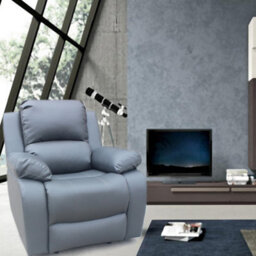 UK Leisure World Recliner Grey Sofa Armchair Single Set Suites Settee Grey Faux Leather 1 One Single Sofa  Seater Armchair - thumbnail 3
