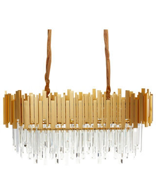 Wyld And Coco Glamour Chandelier Gold Aluminium Ceiling Lamp With Glass Crystals, Adjustable Height, Warm White Lighting - image 1