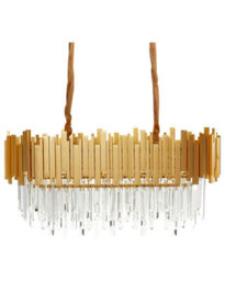 Wyld And Coco Glamour Chandelier Gold Aluminium Ceiling Lamp With Glass Crystals, Adjustable Height, Warm White Lighting - thumbnail 1