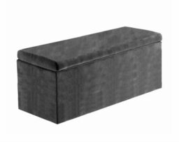 137Cm Large Plain Safar Storage Ottoman Box, Steel Grey  Plush Velvet Upholstered Deep Storage Ottoman End Of Bed Bench - thumbnail 4