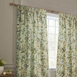Sanderson Porcelain Garden Printed Chenille Room Darkening Pencil Pleat Curtain Pair Sage (W)117Cm X (D)183Cm - thumbnail 3