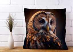 Warren Reed Designer Tawny Owl Face Splashart Dark Background Cushions 45Cm X 45Cm - thumbnail 2