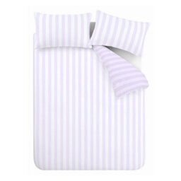 Sassy B Stripe Tease Reversible Double Duvet Cover Set With Pillowcases Lilac - thumbnail 5