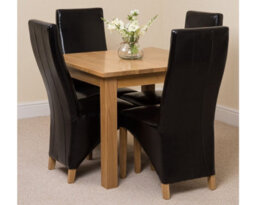 That's Furniture Oslo 90 X 90 Cm Oak Small Dining Table And 4 Chairs Dining Set With Lola Black Leather Chairs - thumbnail 2