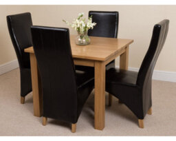 That's Furniture Oslo 90 X 90 Cm Oak Small Dining Table And 4 Chairs Dining Set With Lola Black Leather Chairs - thumbnail 3