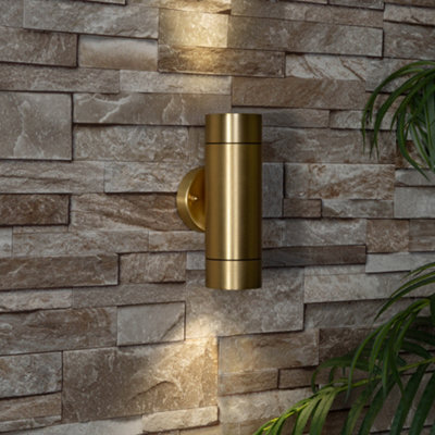 Litecraft Talon Brass Up And Down Outdoor Wall Light - image 1