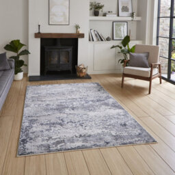 Grey Modern Abstract Easy To Clean Dining Room Bedroom & Living Room Rug-120Cm X 170Cm - thumbnail 1