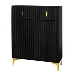 Matteo Elegant Black Sideboard Cabinet With Gold Accents - 2 Door 2 Drawer Storage - thumbnail 7