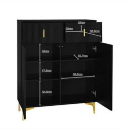Matteo Elegant Black Sideboard Cabinet With Gold Accents - 2 Door 2 Drawer Storage - thumbnail 5