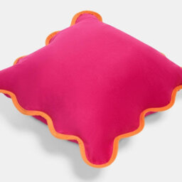 Ohs 2 X Scallop Edge Matte Velvet Cushion Covers Home Décor - Hot Pink/orange - thumbnail 5