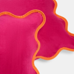 Ohs 2 X Scallop Edge Matte Velvet Cushion Covers Home Décor - Hot Pink/orange - thumbnail 4