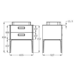 Plum&clay Canaria 2 Leg Blue Bathroom Vanity Unit With White Marble Countertop & Integrated Ceramic Basin (W)635mm (H)850mm - thumbnail 4