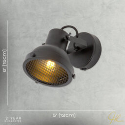 Happy Homewares Vintage And Industrial Matte Black Spot Wall Light Fitting With Grill - thumbnail 7