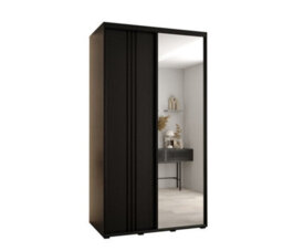 Arte Sleek Black Cannes Vii Sliding Wardrobe H2050mm W1400mm D600mm With Customisable Black Steel Handles