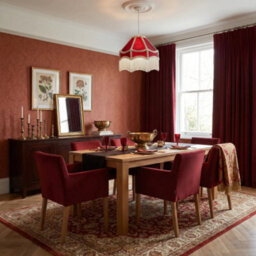 Happy Homewares Classic Victorian Style Empire Pendant Shade In Burgundy Red Fabric - thumbnail 6