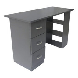 Grey 120Cm Computer Desk Pc Table Workstation W/ 3 Shelf & Drawers Dark Grey - thumbnail 1