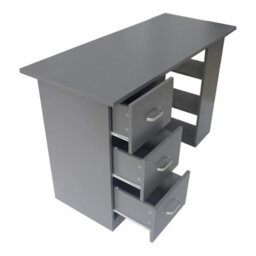 Grey 120Cm Computer Desk Pc Table Workstation W/ 3 Shelf & Drawers Dark Grey - thumbnail 2