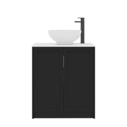Royal Bathrooms Royal Bathroom Elmore 700mm Matt Nocturne Black Freestanding Bathroom Vanity Unit 2 Door Plain White Worktop With Breeze Basin - thumbnail 7