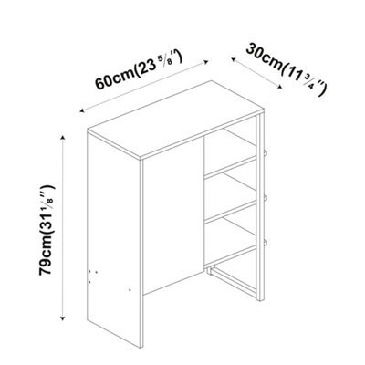 60Cm Wood Steel Living Room 1 Door Bedside Cabinet Shelf Shelving Bookcase Unit - White - image 1