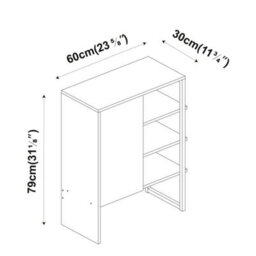 60Cm Wood Steel Living Room 1 Door Bedside Cabinet Shelf Shelving Bookcase Unit - White - thumbnail 1