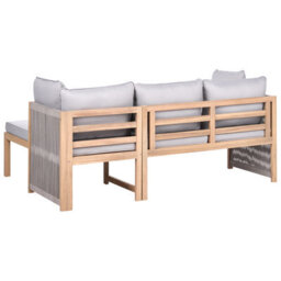 Beliani Garden Corner Sofa With Table 3 Seater Arabba Left Hand Certified Acacia Wood Grey - thumbnail 6