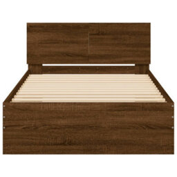 Berkfield Bed Frame Without Mattress With Headboard Brown Oak 100X200 Cm - thumbnail 5