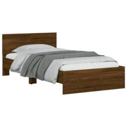 Berkfield Bed Frame Without Mattress With Headboard Brown Oak 100X200 Cm - thumbnail 4
