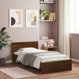 Berkfield Bed Frame Without Mattress With Headboard Brown Oak 100X200 Cm - thumbnail 1
